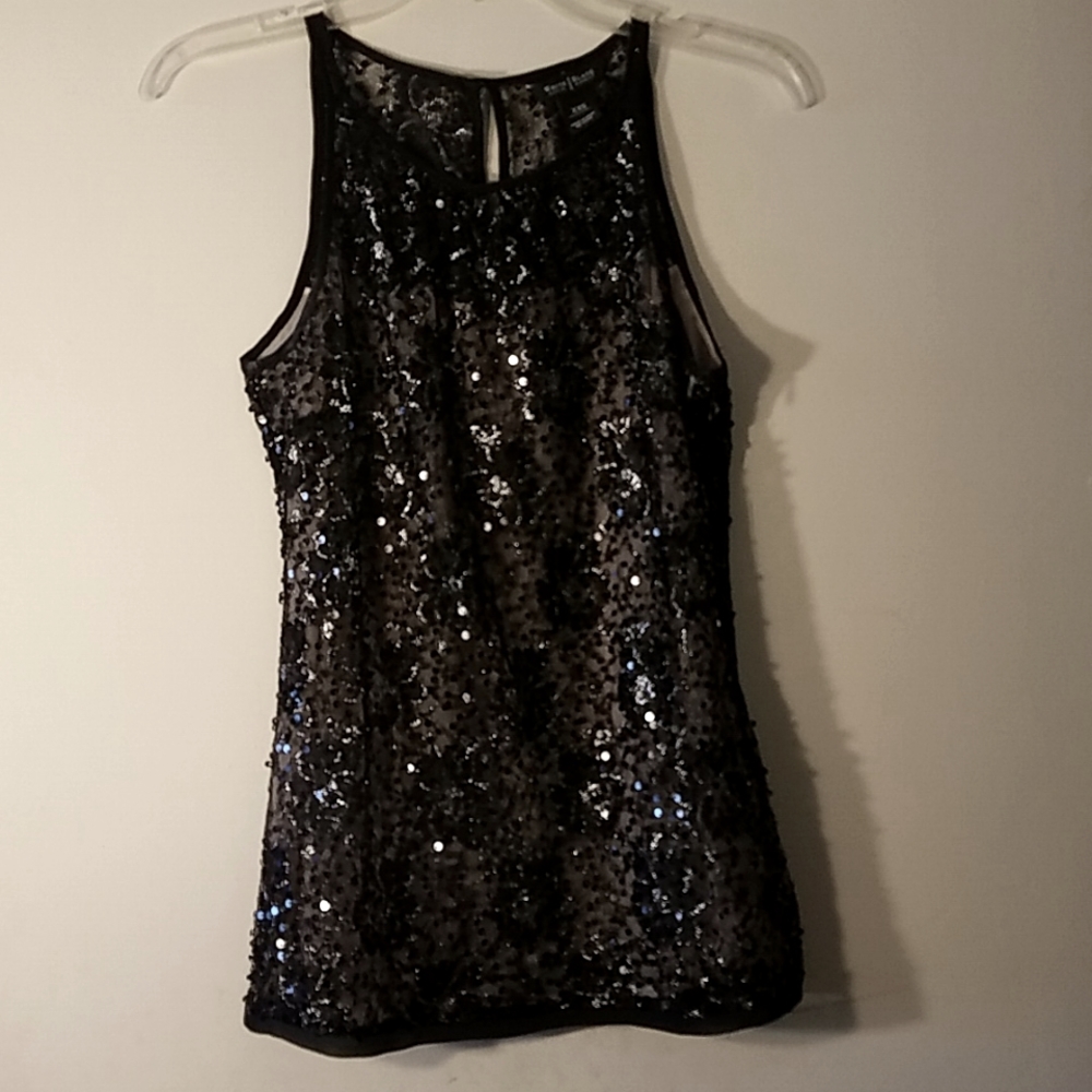 WHBM Black Sequined Tank